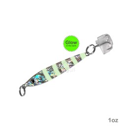 10pcs Fish WOW!® 1oz 4.5inch Fishing Mega Live Bait Jig with a Treble Hook - Glow Silver