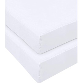 Knit Jersey 100% Cotton 2 Full XL Fitted Bed Sheets (2-Pack) T-Shirt Comfy, Ultra Soft, Breathable, Hypoallergenic, 15" Deep Pocket, 54" x 80", Fits Full XL Size beds (Full XL, White)