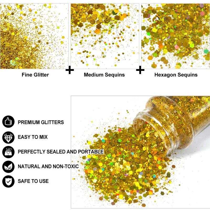 s Cost 24 Pcs 2ozJar Glitter Sparkly Chunky Glitter for