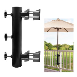 UNDADE Heavy Duty Adjustable Metal Patio Umbrella Holder Clamp Stand - Durable Umbrella Mount for Deck Railing, Outdoor Courtyard & Balcony - Perfect for Wind Resistance