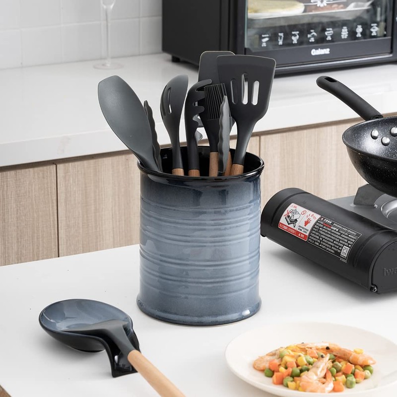 Nihow Kitchen Utensil Holder: 7.2 Inch Extra Large Ceramic Utensil
