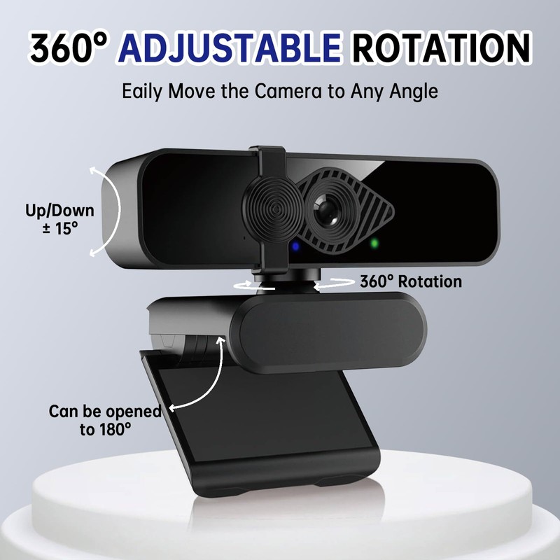 Makerstep Webcam for PC,HD 2K 1080P/30fps USB Webcam with Microphone,120°View