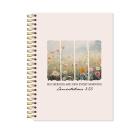 OSLYSOF Christian Wildflower Spiral Notebook, His Mercies are New Every Morning Bible Journaling Notebook, Bible Notebooks for Note Taking, Scripture Journal 5.5x8.3 Inch with 164 Pages