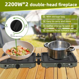 2 Burner Folding Camping Stove with Griddle，Portable Folding Camp Stove with 2 adjustable burners ，Camping stove for camping, propane stove for camping，2 burner camping stove foldable