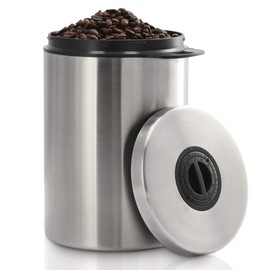 Xavax Coffee Canister Airtight for 1 kg Coffee Beans (Container for Coffee, Tea, Cocoa, Pasta, Stainless Steel Container for Storage with Aroma Stopper, Storage Container for 1000 g Coffee) Silver