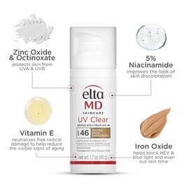 EltaMD EltaMD UV Clear Tinted Sunscreen for Face - Deep Tinted SPF 46 with Zinc Oxide, Oil-Free, Dermatologist Recommended, 1.7 oz
