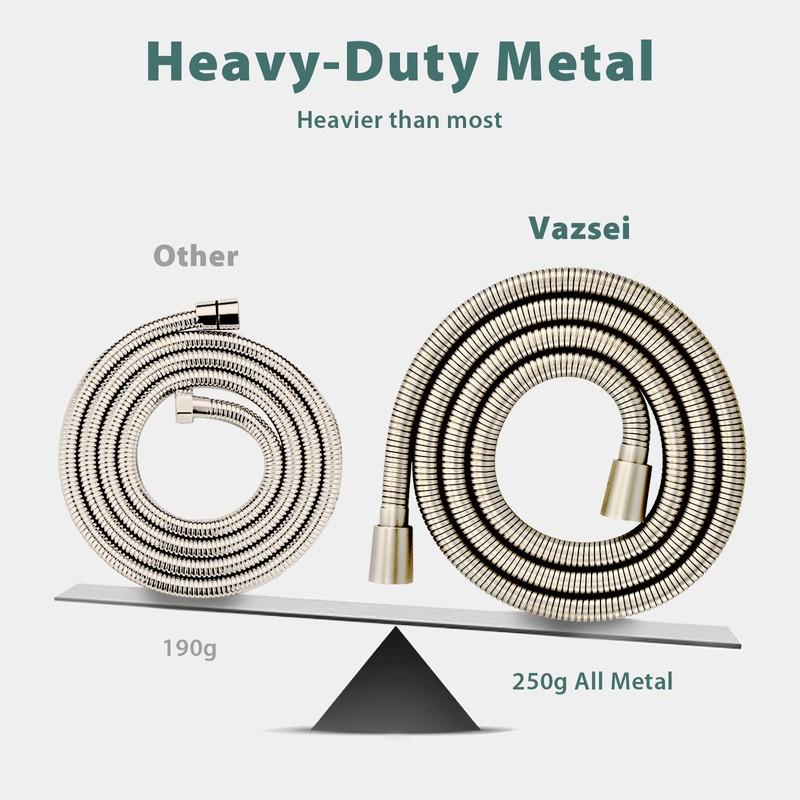 Vzasei 59 Inches 304 Stainless Steel Brushed Nickel Shower Hose