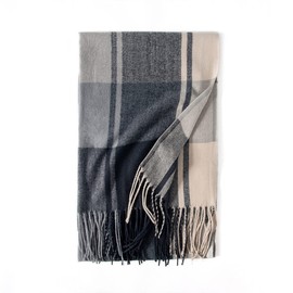 Camilife Women's Imitation Cashmere Scarf Woven Scarf Classic Large Checked Long Scarf Shawl Shoulder Scarf with Fringes Elegant Women's Scarf Warm Soft Comfort for Autumn Winter 65 x 185 cm, Large