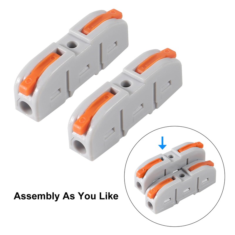 QCCAN 50pcs Lever Wire Connectors, 1 to 1 Inline Assemblable