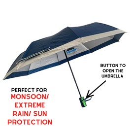 Windproof/Wind Resistant Travel Umbrella–Strong, compact, automatic, light, portable, folding-offers UV Protection, Rain Protection – For Men and Women – Fits into your bag (Dark Blue)