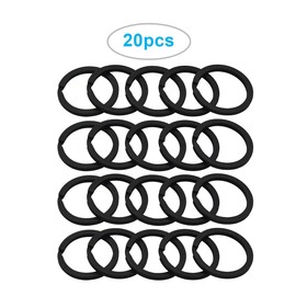 20 Pack Key Ring Keychain 1 Inch 25mm Diameter Metal Flat Split Key Chains Rings for Home Car Dog Tag Office Lanyards Keys Attachment Black