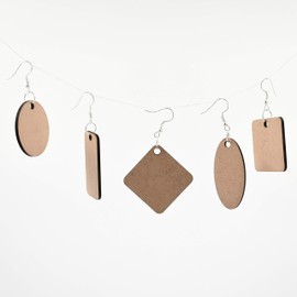 IVEI DIY MDF Basic Shape Earrings (Set of 5) / for Craft/Activity/Decoupage/Painting/Resin Work (Basic Shapes)