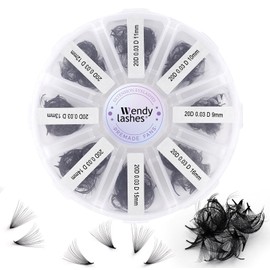 Premade Fans Eyelash Extension 20D D Curl 0.03mm 500 Fans 9-16mm Mixed Pre Made Fans Thin Base Russian Lash Extensions Pro Made Loose Lash Fans(500-20D-0.03-D-916)