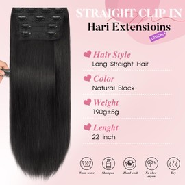 LRSICAL Clip in Hair Extensions Long Straight Hairpieces 22 Inch 4PCS Dark brown Ultra-thin and breathable Hairpieces Fiber Double Weft Hair for women