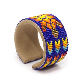 Seed Beads Beaded Cuff Bracelet (Royal Blue Turtle)