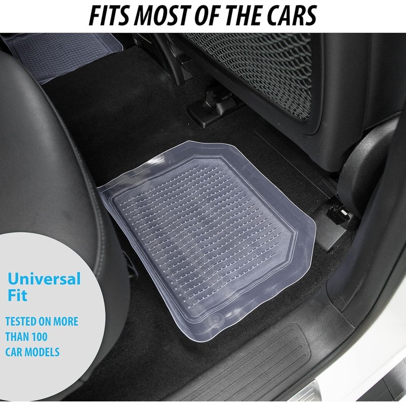 ZONETECH All Weather Full Rubber Clear Car Interior Floor Mats