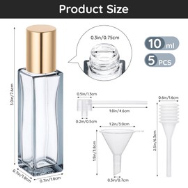 Segbeauty Rollon Flaschen für Öle 10ml, 5 Stück Aromaflasche mit Edelstahl-Roller Ball, Leer und Nachfüllbare, mit Trichter, Pipetten, Pumpenkopf, für Ätherische Öle, Parfüms (Grau)