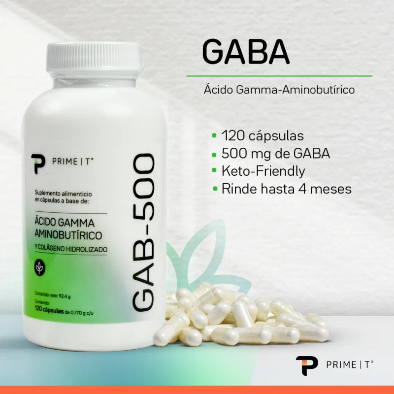 Gaba Primetech 500 Mg 120 Cápsulas De Ácido Gamma-aminobutírico un