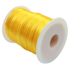 Zorfeter 2 mm x 330 Feet Satin Nylon Cord, Silky Smooth String Rattail for Jewelry Making Bracelet Necklaces, Beading Thread for Macrame Kumihimo Chinese Knot Craft(Gold)