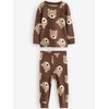 NEXT Snuggle 3 Pack 100% Cotton Pyjamas, Brown/Cream