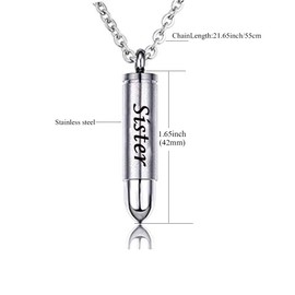 MEMORIALU Celtic Cross Bullet Urn Necklaces for Ashes Sister Cremation Jewelry Stainless Steel Keepsake Memorial Pendant