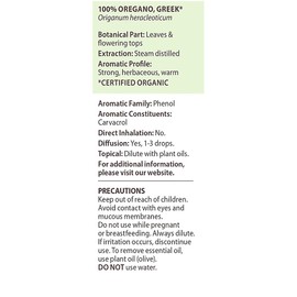 Oregano, Greek 100 Organic Essential Oil (.17 Fluid Ounces)