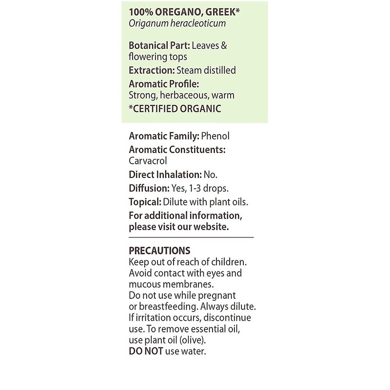 Oregano, Greek 100 Organic Essential Oil (.17 Fluid Ounces)