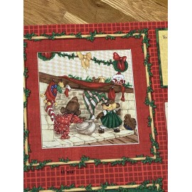 South Sea Imports The Night Before Christmas Stocking, Tags, Blocks cotton Fabric Panel