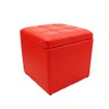 Magshion*Unfold Leather Storage Ottoman Bench Footstools Square (Red)