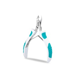 Cuticle Trimmer with Non-Slip Grip Handle Professional Stainless Steel Cuticle Cutter Sharp Blades Double Spring Cuticle Nippers for Nail Care Pedicure Manicure Nail Tools (White Green Grip Handle)