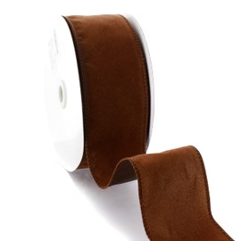 Ribbon Traditions 2.5" Wired Suede Velvet Ribbon Camel - 25 Yards