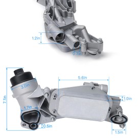 Engine Oil Cooler Filter Housing Assembly Adapter with Gasket, Filter Insert, Cap | Fit for Chevy Aveo Cruze Aveo5 Sonic Tra, Pontiac, G3, Saturn, Astra, 1.6L 1.8L | OE 93186324 55353323