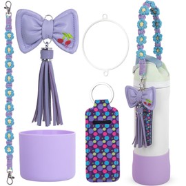 Used for Owala Water Bottle Accessories 16oz 24oz 32oz,Compatible with Owala Water Bottle Handle Strap charms Silicone boots (Purple, 24oz)