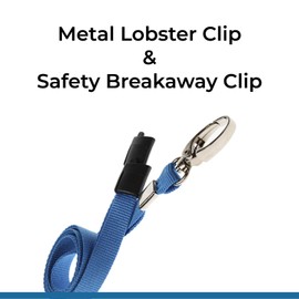 ID Lanyard Neck Strap with Metal Clip and Breakaway Safety Clip & Name Badge Pocket Sleeve, Blue PCL Media ltd