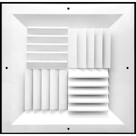 HVAC Premium 10'' w X 10'' h Extruded Aluminum Adjustable Core Mount Supply Ceiling HVAC Air Grille – Interchangeable: 1-Way