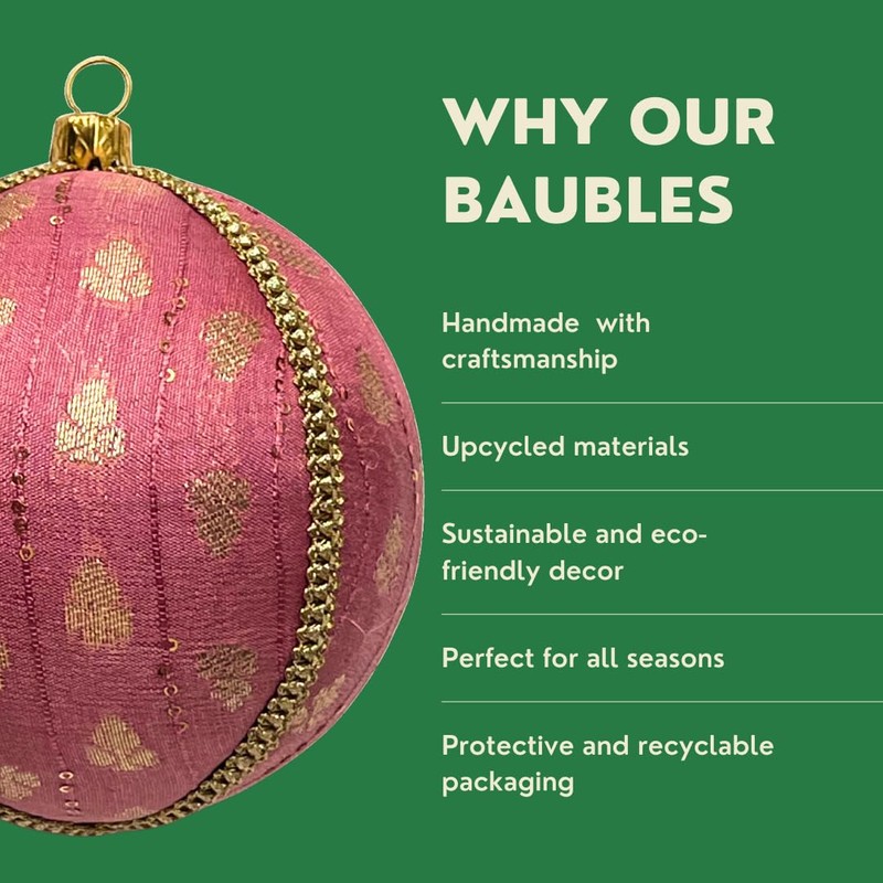 Tulsi 10cm Lilac Bauble with Pale Gold Leaf Motifs |