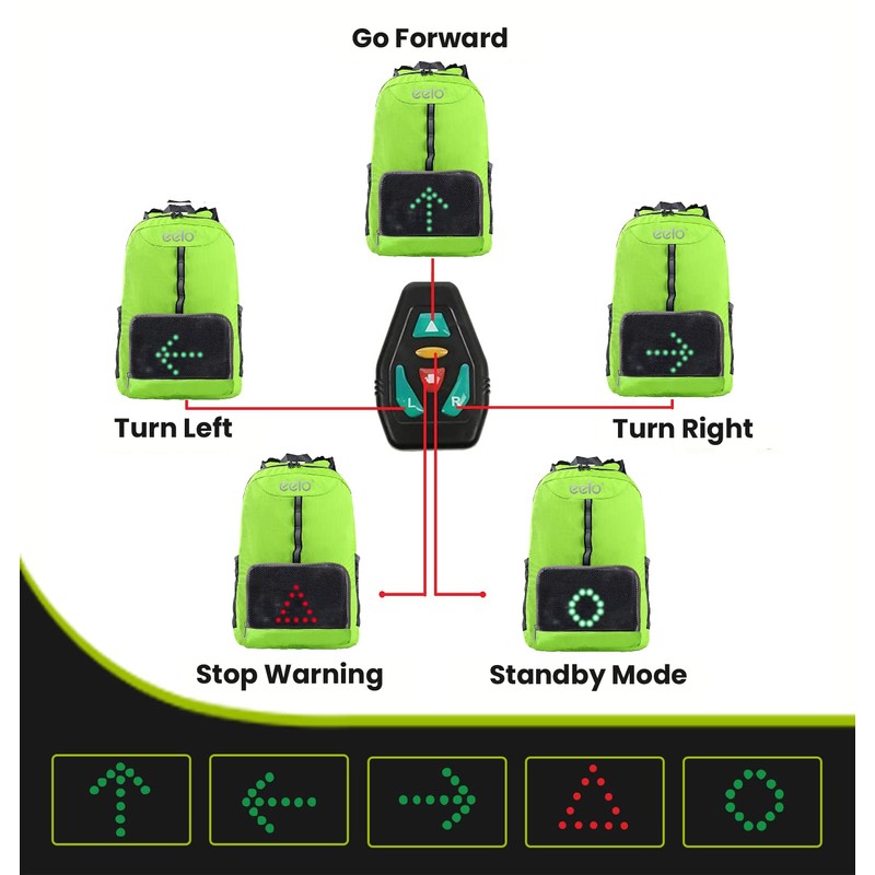 eelo Cyglo Bike Indicator Light Cycling Backpack for Full Visibility