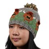 Pachamama Women Wool Bobble Beanie Hat Handknitted Highland Cow Design