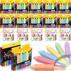 Dansib 144 Pcs/ 24 Pack Jumbo Sidewalk Chalk Set with 24 Cards End of the Year Gifts Washable Non Toxic Giant Chalk Bulk for Outdoor, Summer Activities, Party Favors & Holiday Gifts