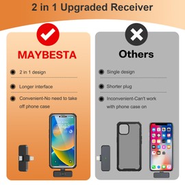 MAYBESTA MAYBESTA Wireless Lavalier Microphone for iPhone, iPad, Android Phone - Bluetooth Lapel Mic for Video Recording - Mini Clip on Microphones for YouTube Podcast Interview
