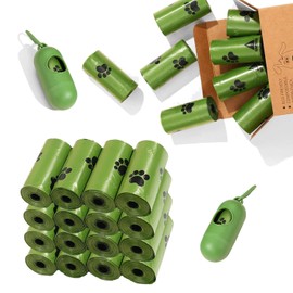 255 Bolsas para Perro Biodegradables,Prueba de Fugas y Fragante Bolsitas para Perro,17 Rollos + 1 Dispensador+1 Clip (Verde, 255 Bolsas)