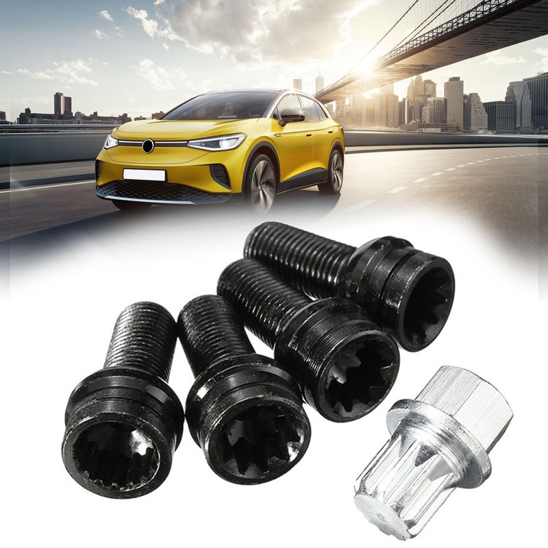4 Pcs Steel Anti-Theft Wheel Bolts M14 x 1.5mm