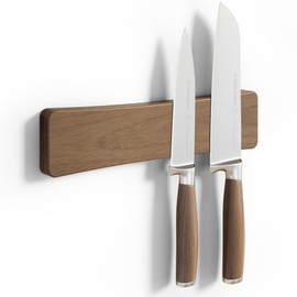 Magnetic Knife Holder for Wall, 10" Acacia Wood No Drill Knife Magnet Strip Use as Tool Key Storage Knife Bar, Powerful Wall Mounted Magnetic Knife Rack for Refrigerator & Kitchen Utensil Organizer
