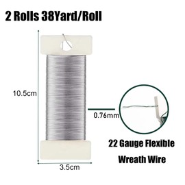 2 Rolls Florist Wire for Wreath Making, 22 Gauge Paddle Wire - Flexible Wreath Wire, Floral Wire for Christmas Wreath Making, Wedding Garland, Flower Arrangement Crafting Binding Wire for Floristry
