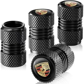 4 Pack Tire Valve Stem Caps - Metal Air Caps with Plastic Liner, Corrosion Resistant, Leak-Proof, Universal Stem Covers for Cars Trucks Motorcycles and Bikes - Black