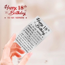 MOQIYXL Nephew 18th Birthday Card, Happy 18 Birthday Nephew Gifts Ideas, Small Engraved Wallet Card