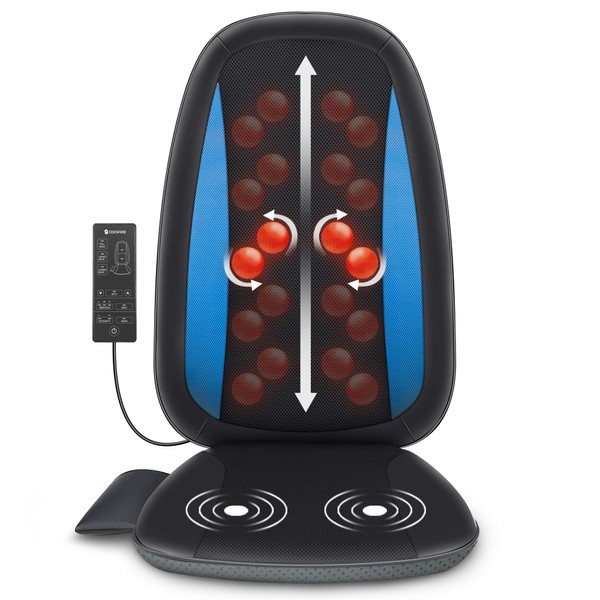 COMFIER Shiatsu Back Massager with Heat -Deep Tissue Kneading Massage Seat Cushion, Massage Chair Pad for Full Back, Electric Body Massager for Home or Office Chair use, Gifts for Men, Dad