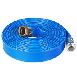 2" ID x 100 ft Pool Backwash Hose, Heavy Duty Reinforced Lay Flat Discharge Pump Hose, PVC Water Discharge Pump Hoses with Aluminum Pin Lug Fittings for Swimming Drain Pools and Clean Filters