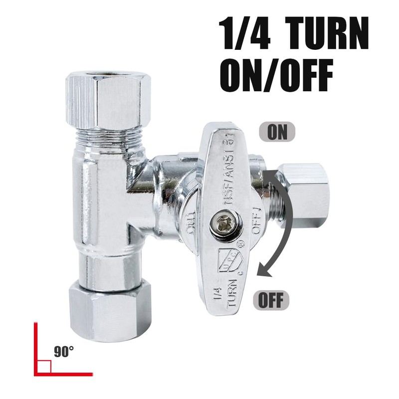 TT FLEX Tee Stop Valve, 3/8 Inch x 3/8 Inch