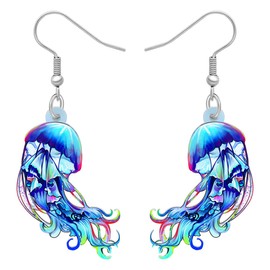 DALANE Acrylic Cute Jellyfish Earrings Dangle Drop Ocean Life Jellyfish Jewelry Charms Gifts for Women Girls Decor (Blue)